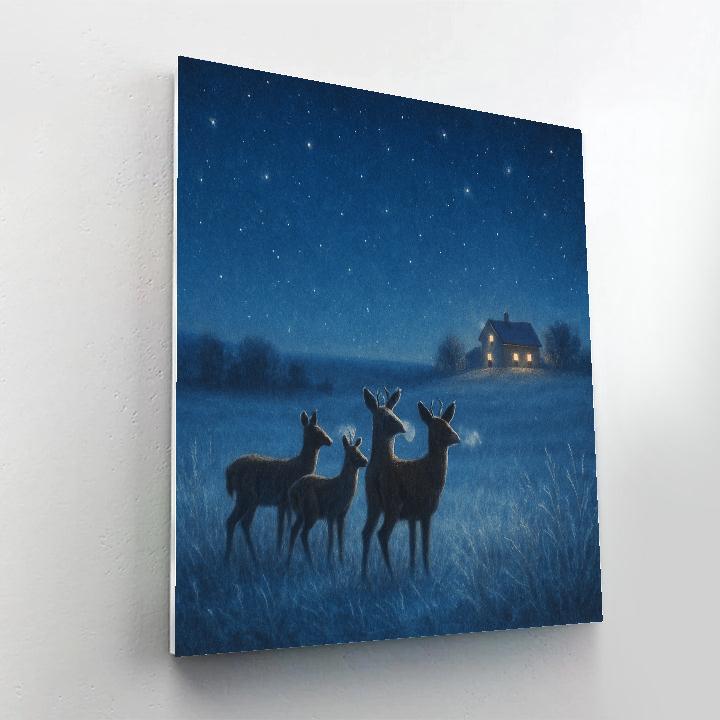 Frosty Meadow Starlight Deer Numbered painting kits
