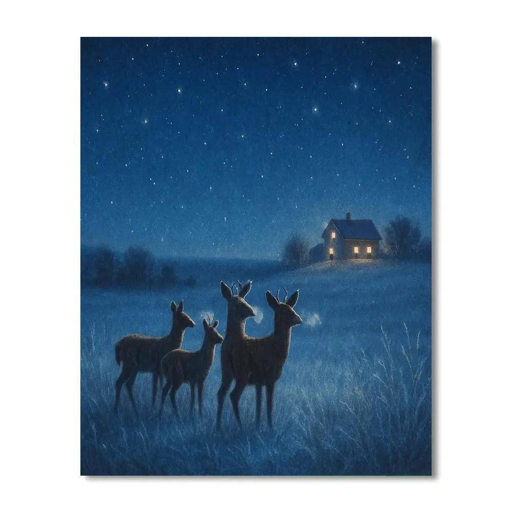 Frosty Meadow Starlight Deer Numbered painting kits