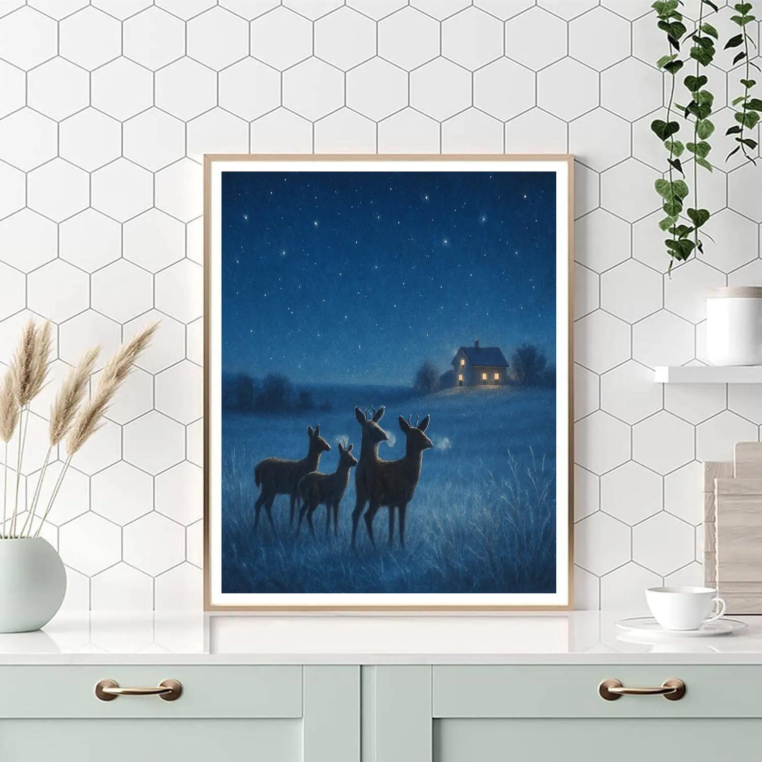Frosty Meadow Starlight Deer Numbered painting kits