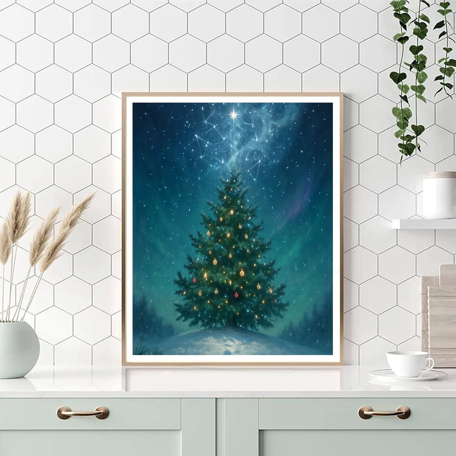 Northern Constellation Christmas Tree Painting by numbers kit