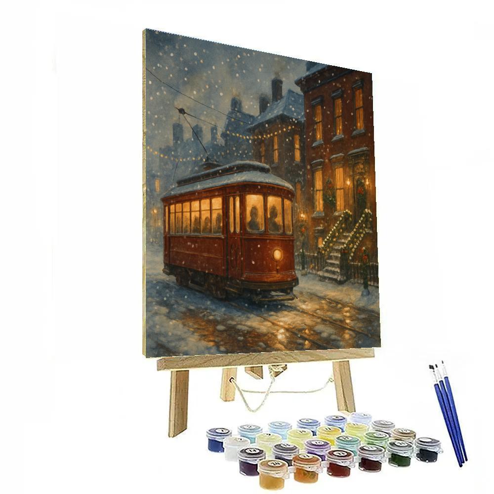 Snowy Streetcar Christmas Journey Numbered painting kits