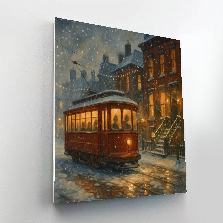 Snowy Streetcar Christmas Journey Numbered painting kits