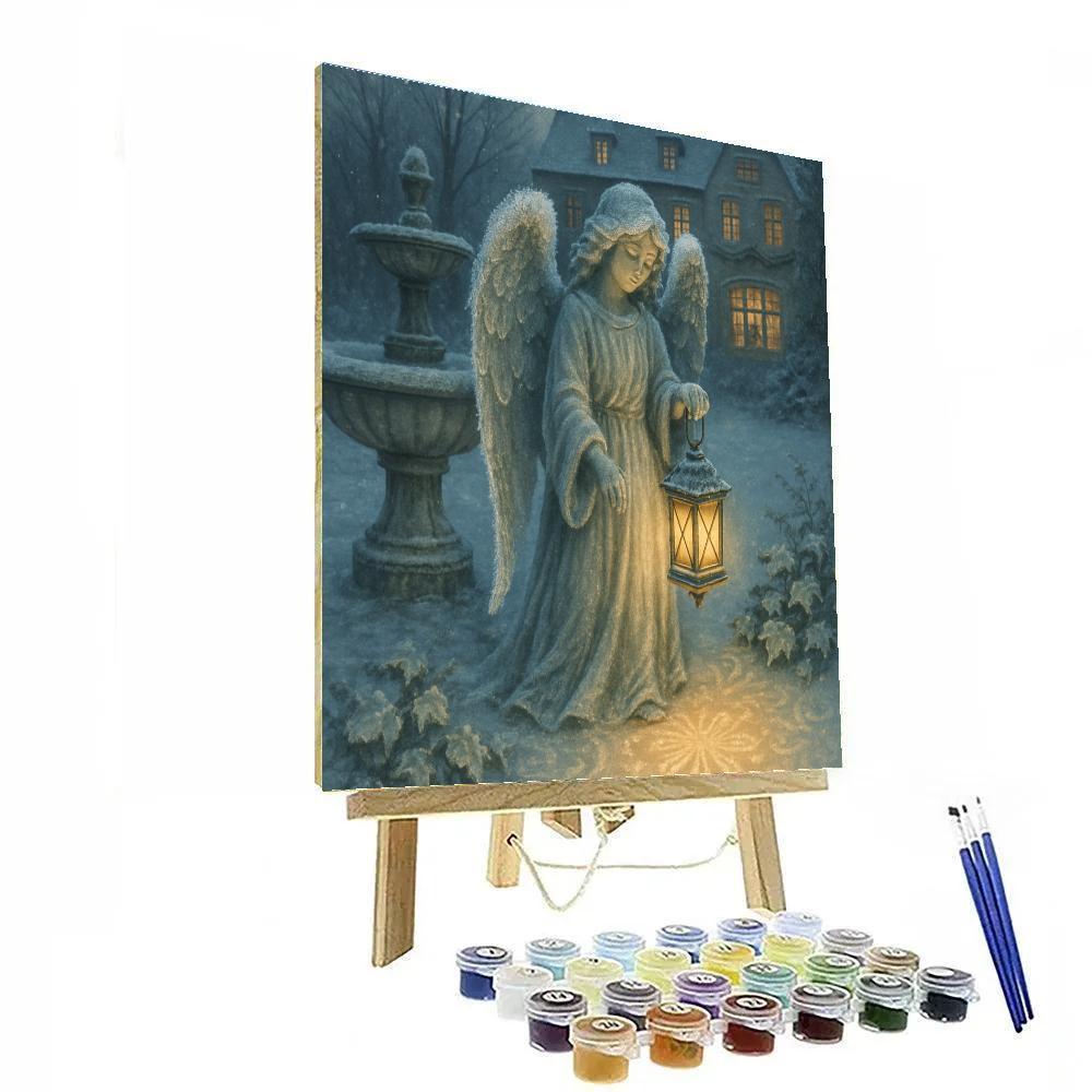 Frost Garden Angel With Lantern paint by number