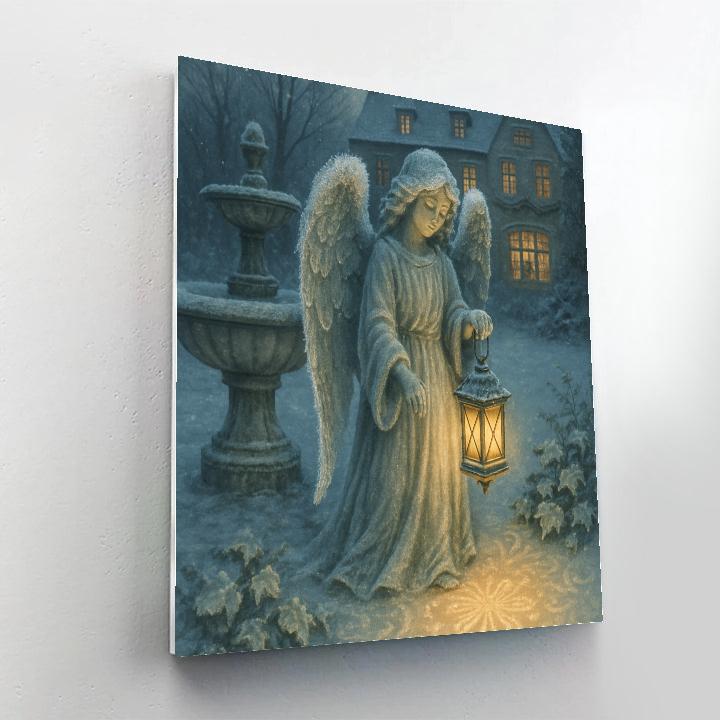 Frost Garden Angel With Lantern paint by number