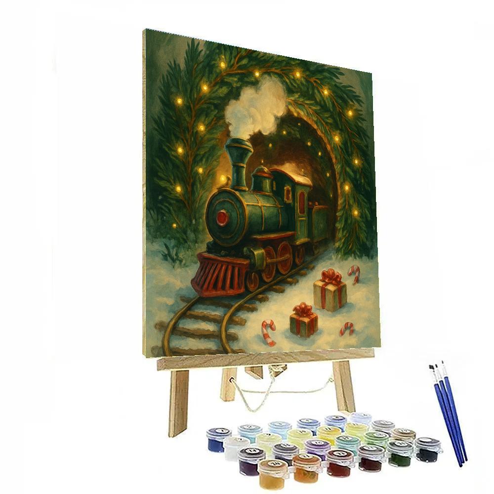 Christmas Train Bough Tunnel DIY paint by numbers