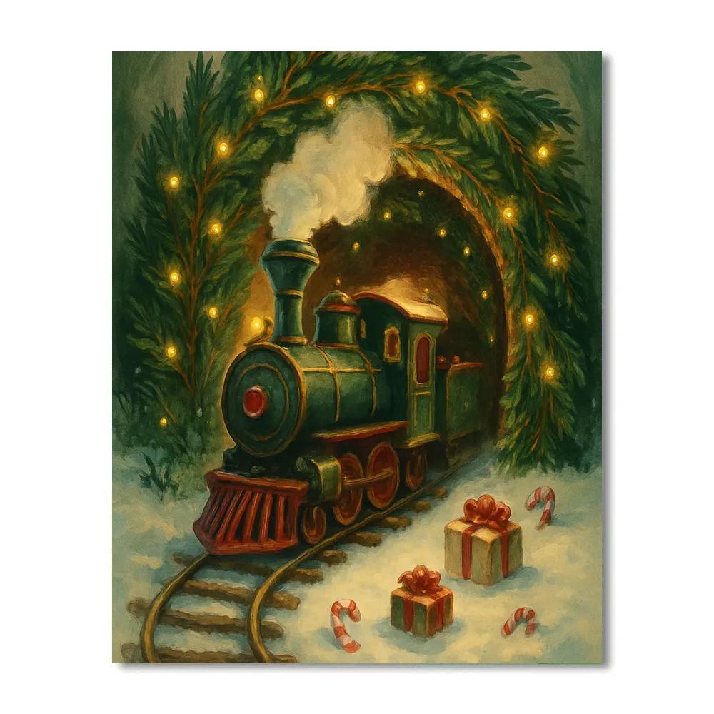 Christmas Train Bough Tunnel DIY paint by numbers
