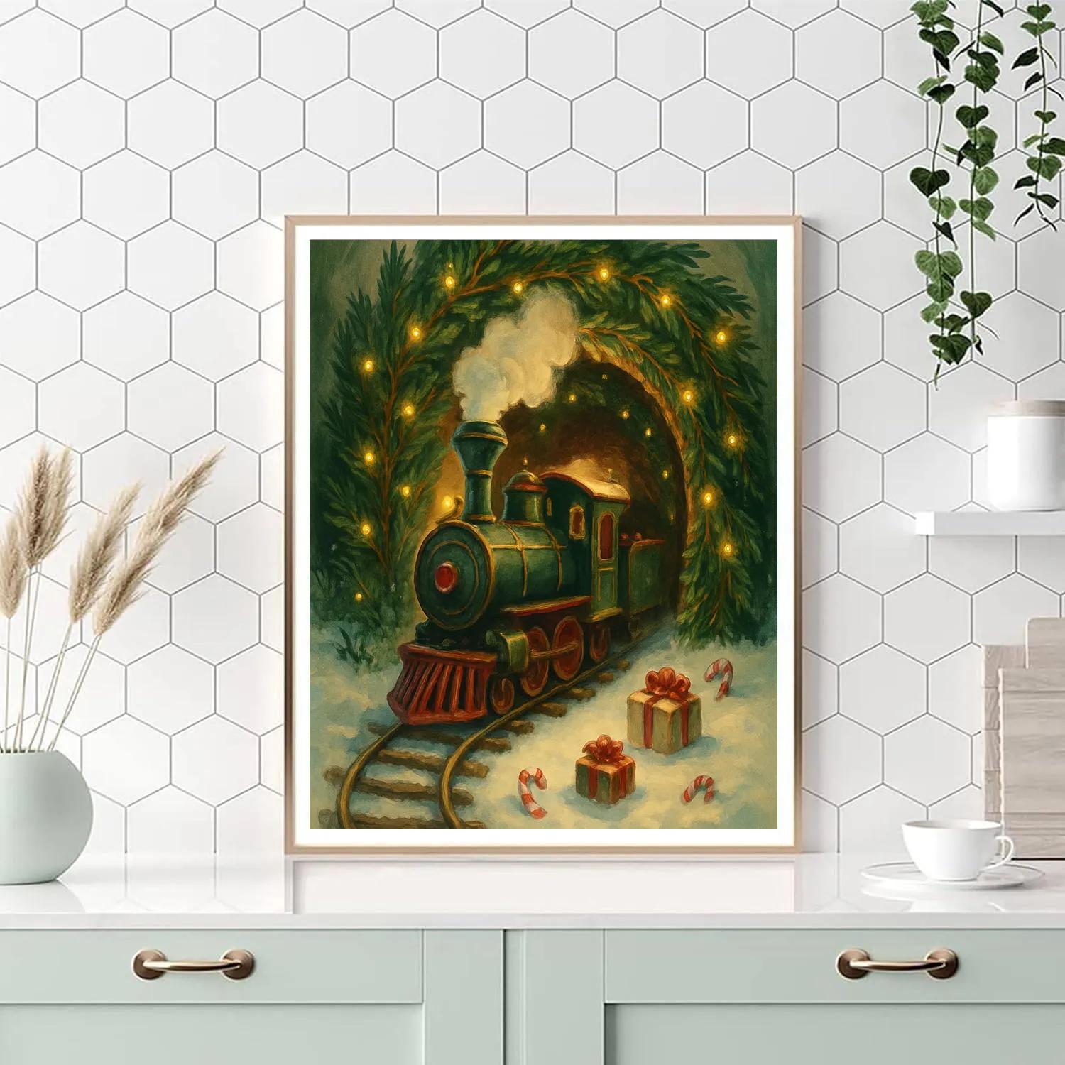 Christmas Train Bough Tunnel DIY paint by numbers