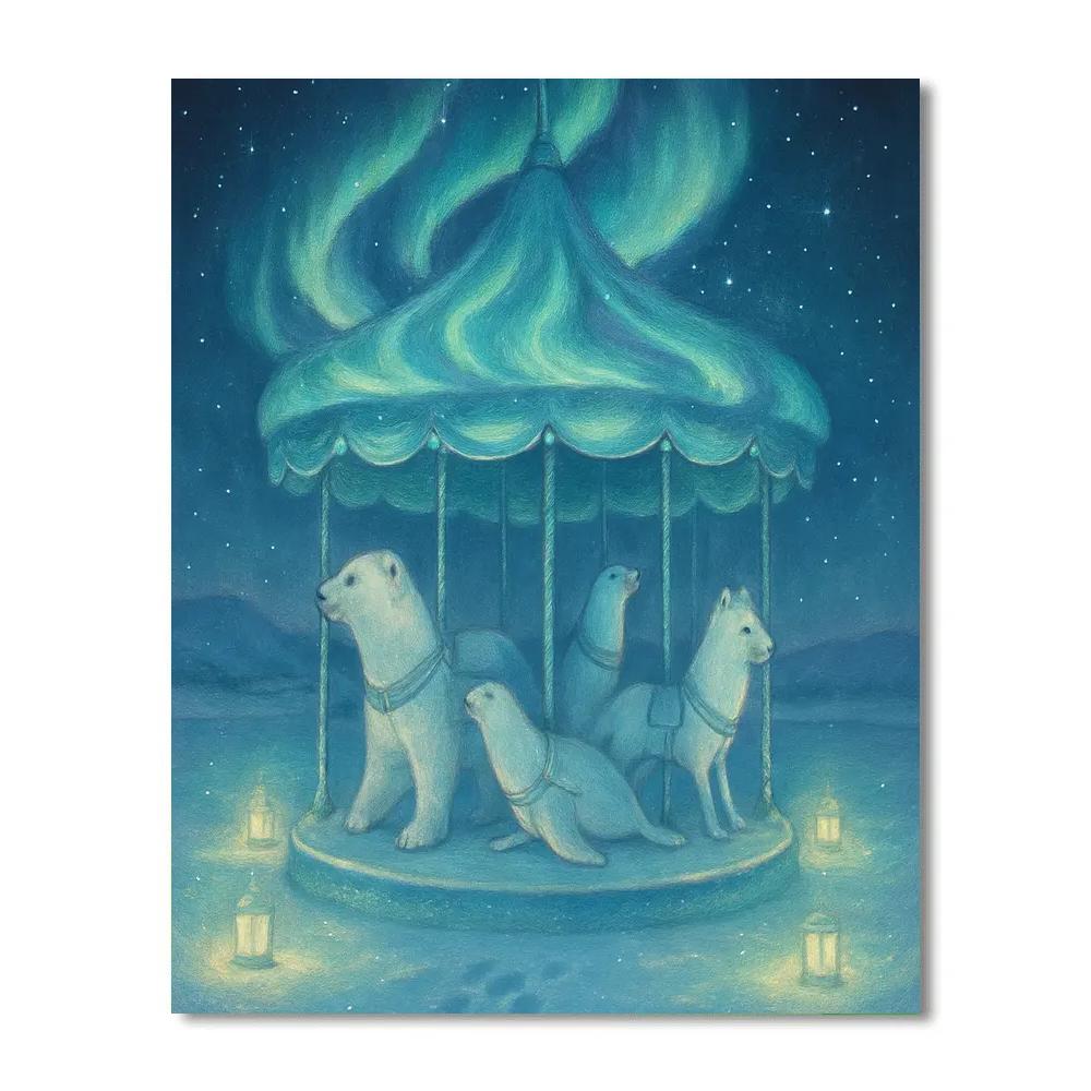 Winter Carousel Of Polar Lights painting number kit