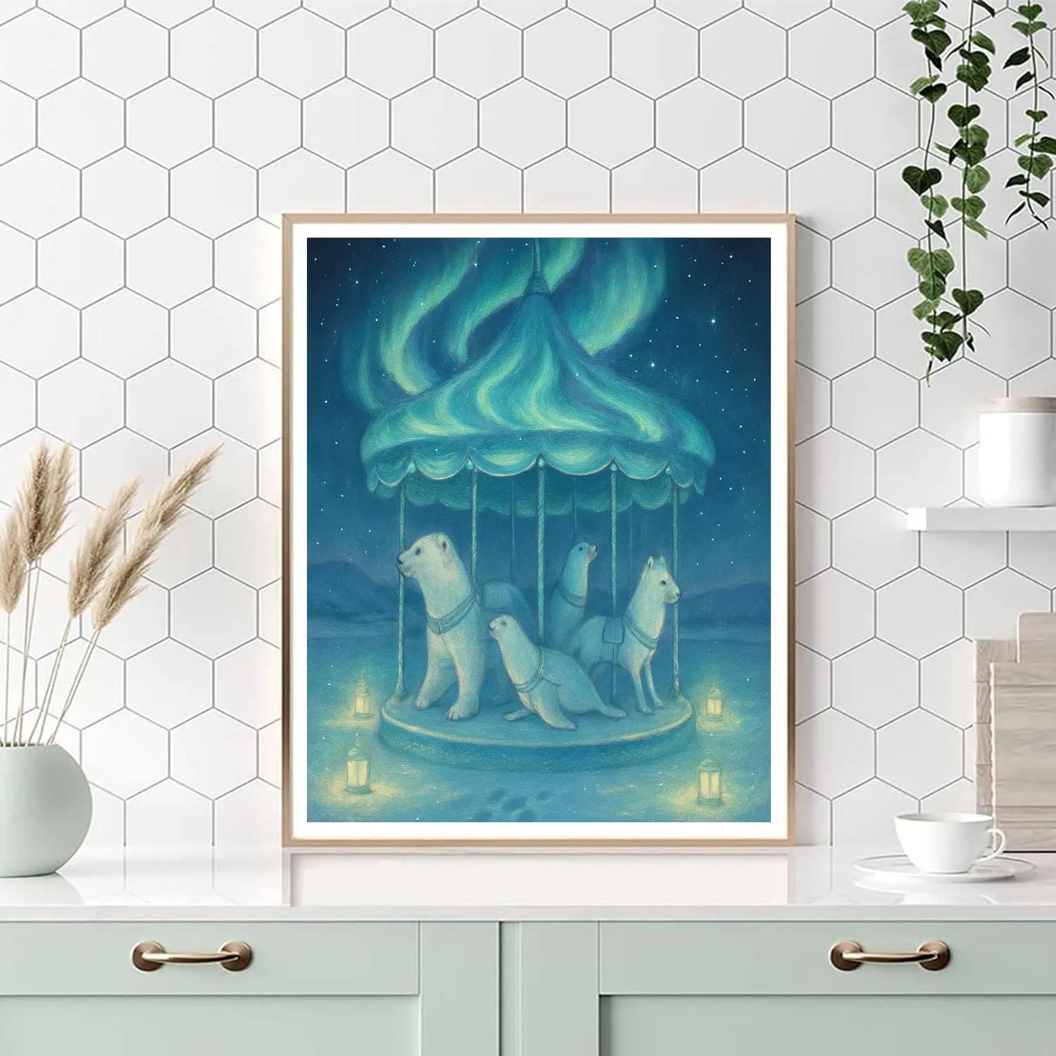 Winter Carousel Of Polar Lights painting number kit