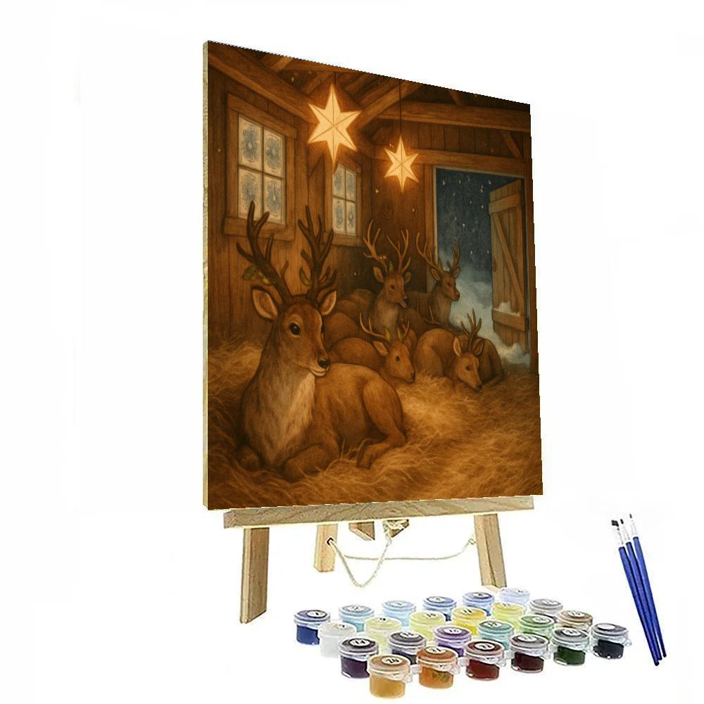 Star Lantern Reindeer Stable paint by numbers