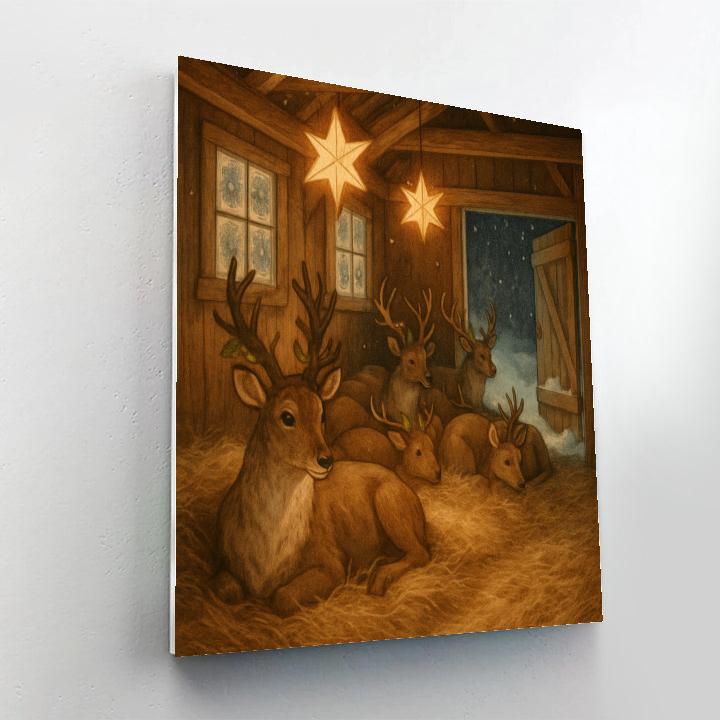 Star Lantern Reindeer Stable paint by numbers
