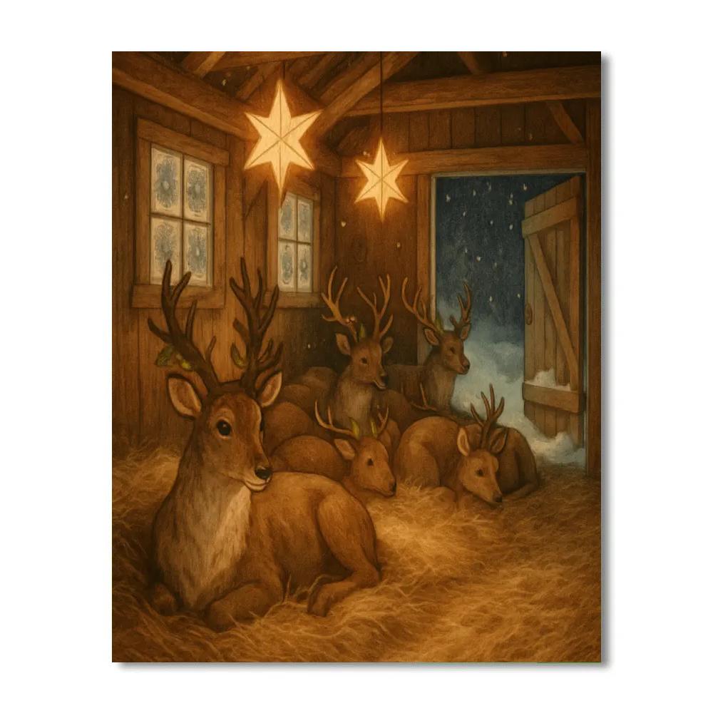 Star Lantern Reindeer Stable paint by numbers