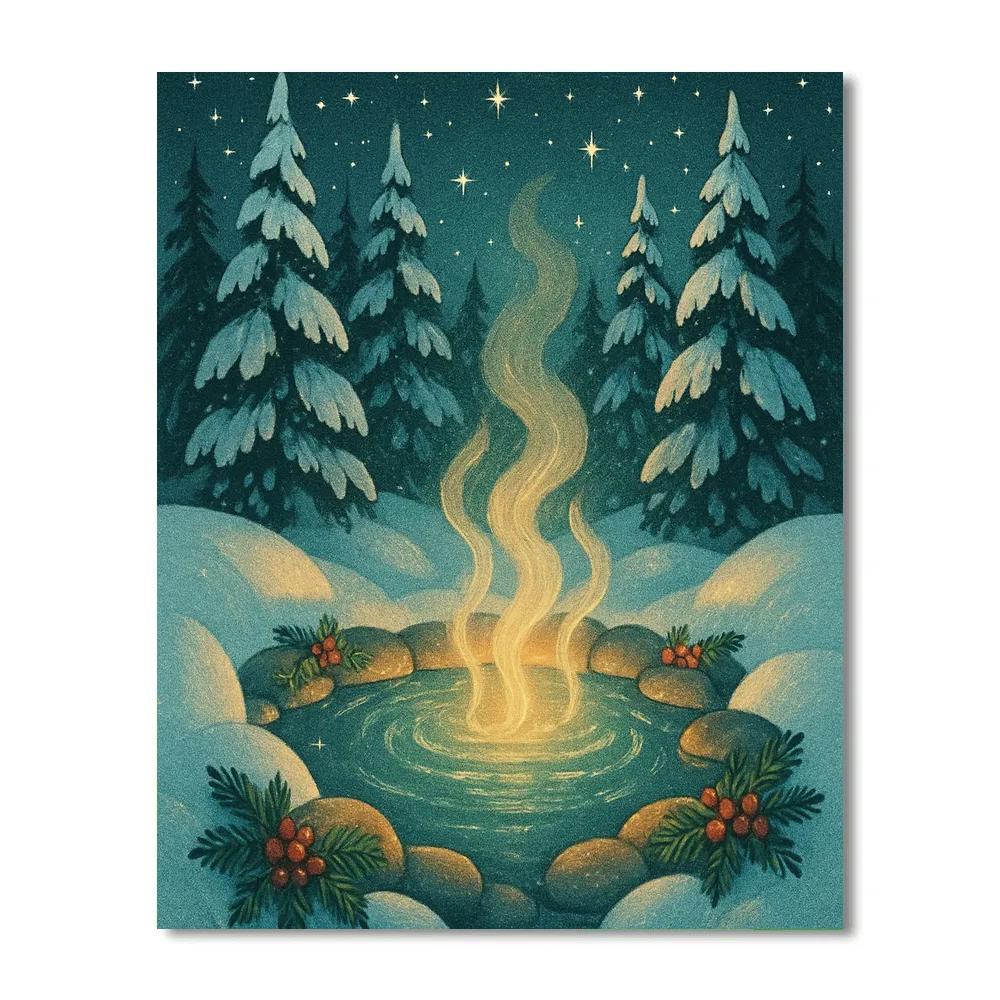 Evergreen Hot Spring Sanctuary painting number kit