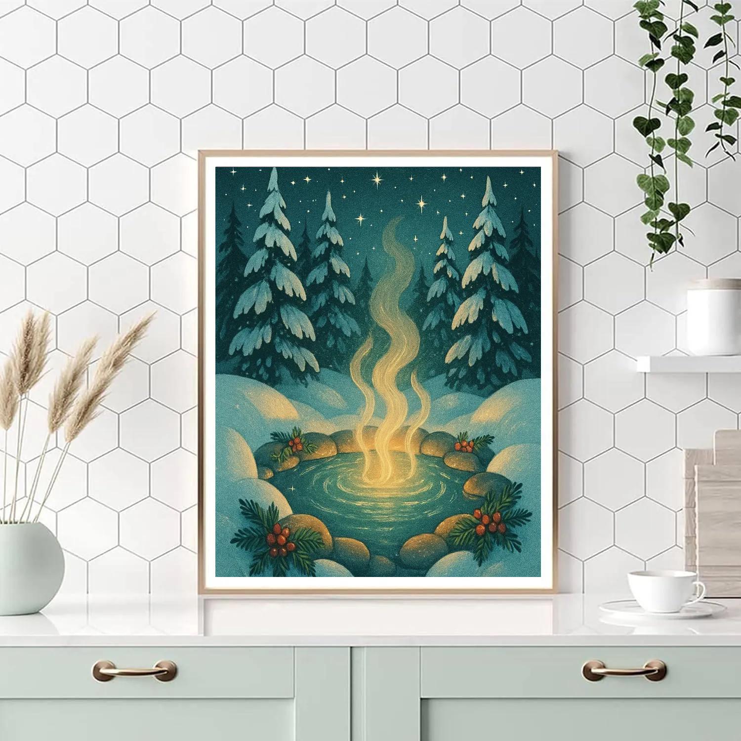 Evergreen Hot Spring Sanctuary painting number kit