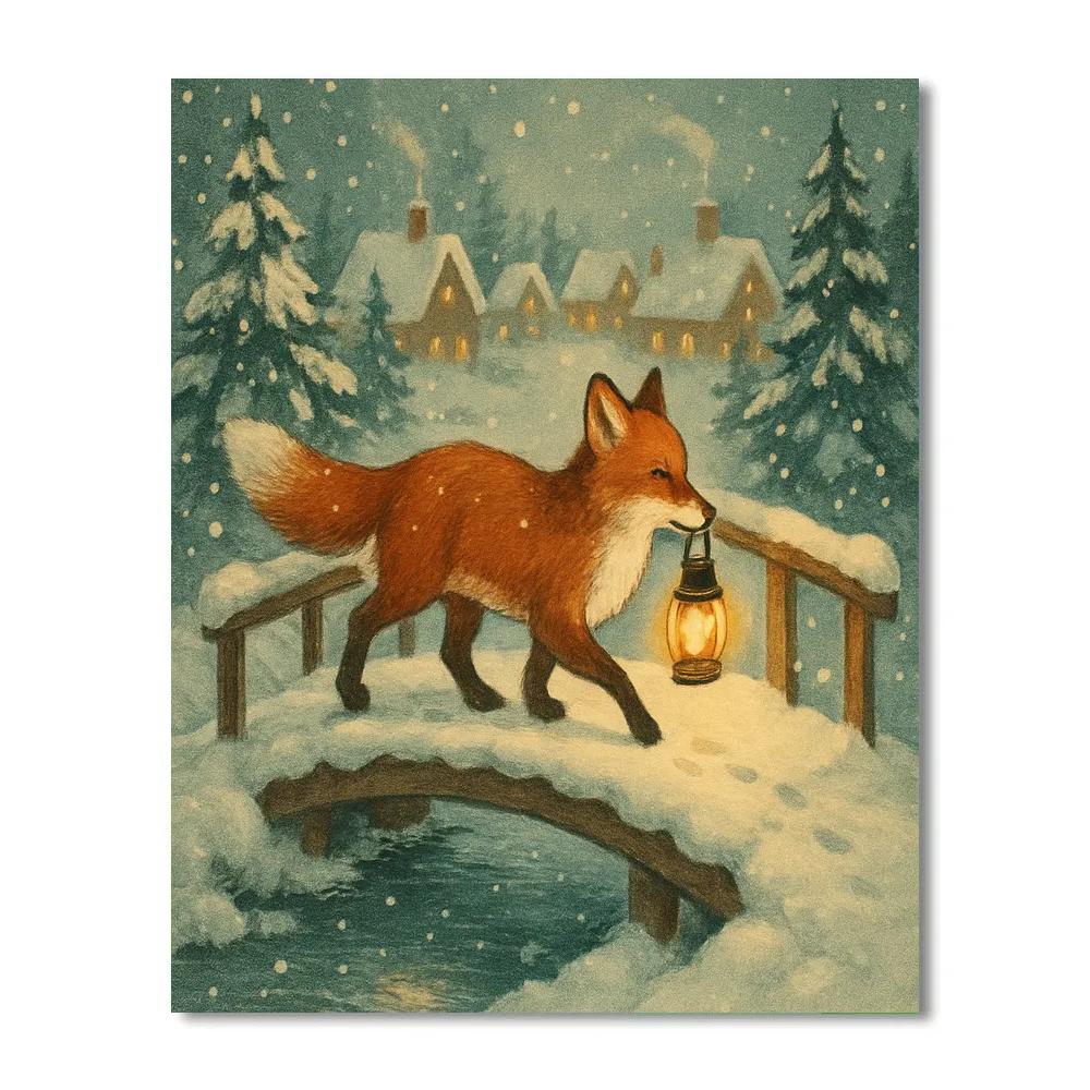 Christmas Lantern Fox Crossing Paint by numbers kits