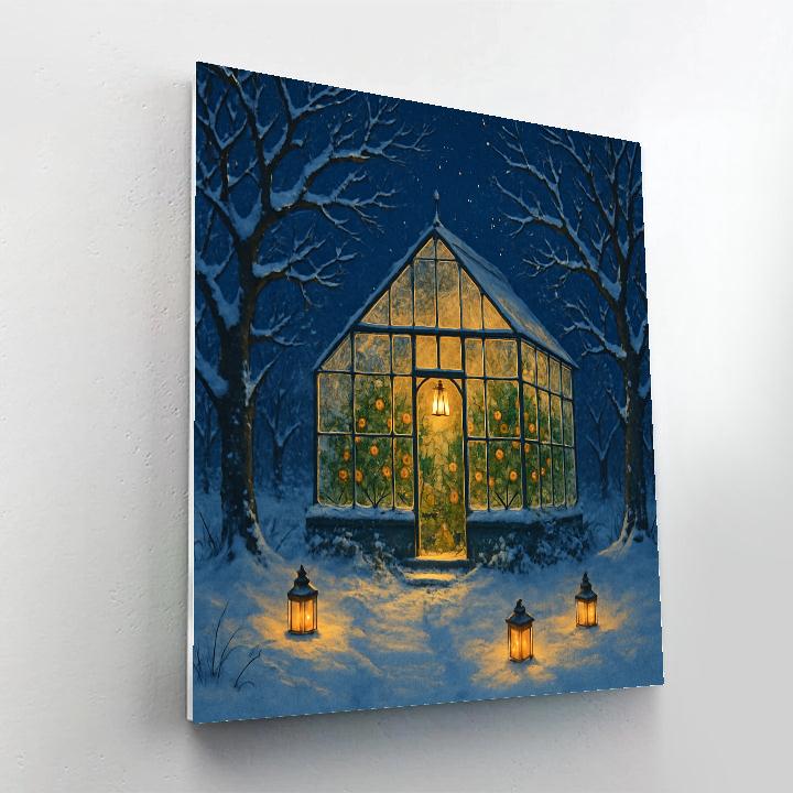 Frosted Greenhouse Winter Orchard Painting by numbers kit