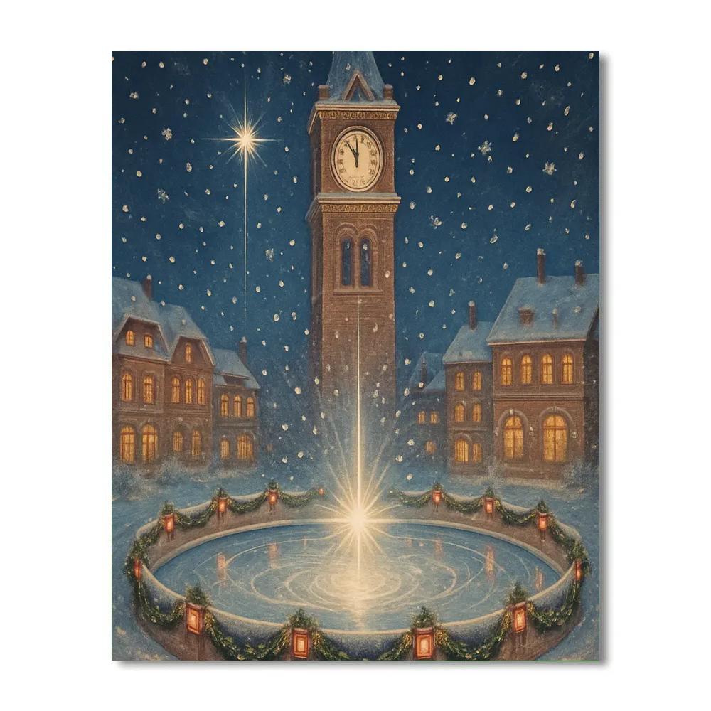 Clock Tower Winter Stardrop paint by numbers