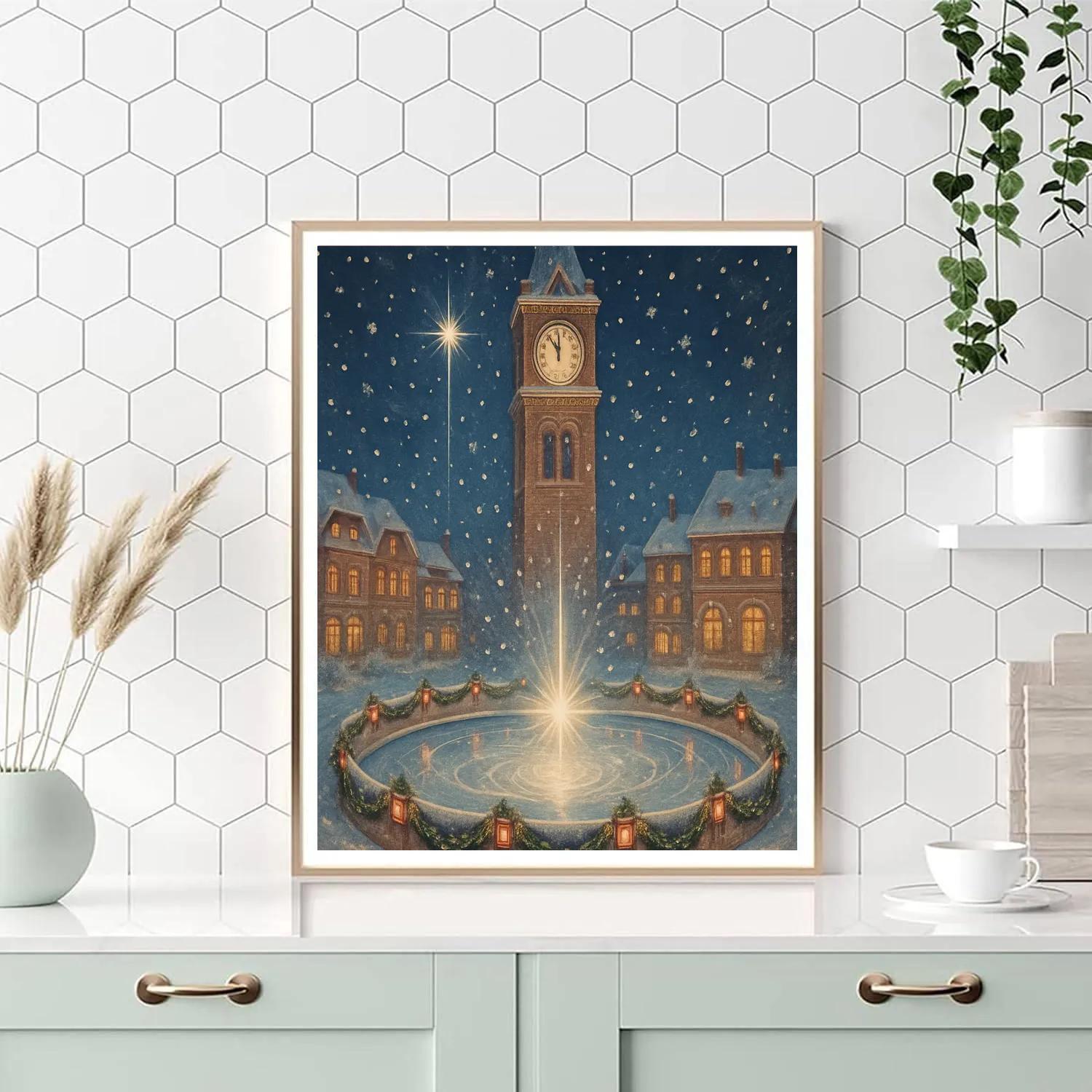 Clock Tower Winter Stardrop paint by numbers