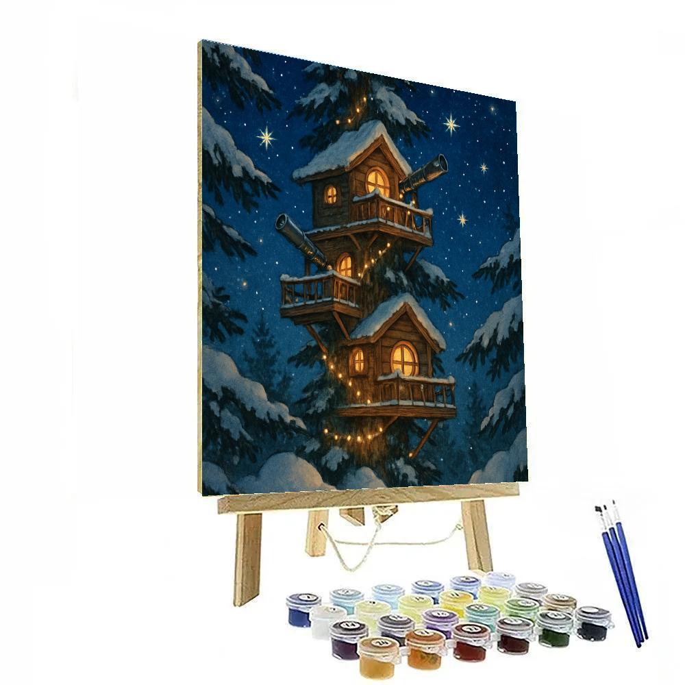 Snowdrift Observatory Treehouse painting number kit