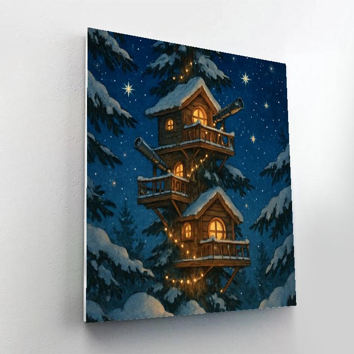 Snowdrift Observatory Treehouse painting number kit