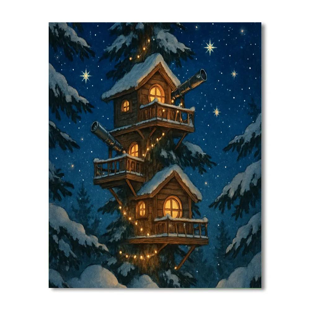 Snowdrift Observatory Treehouse painting number kit