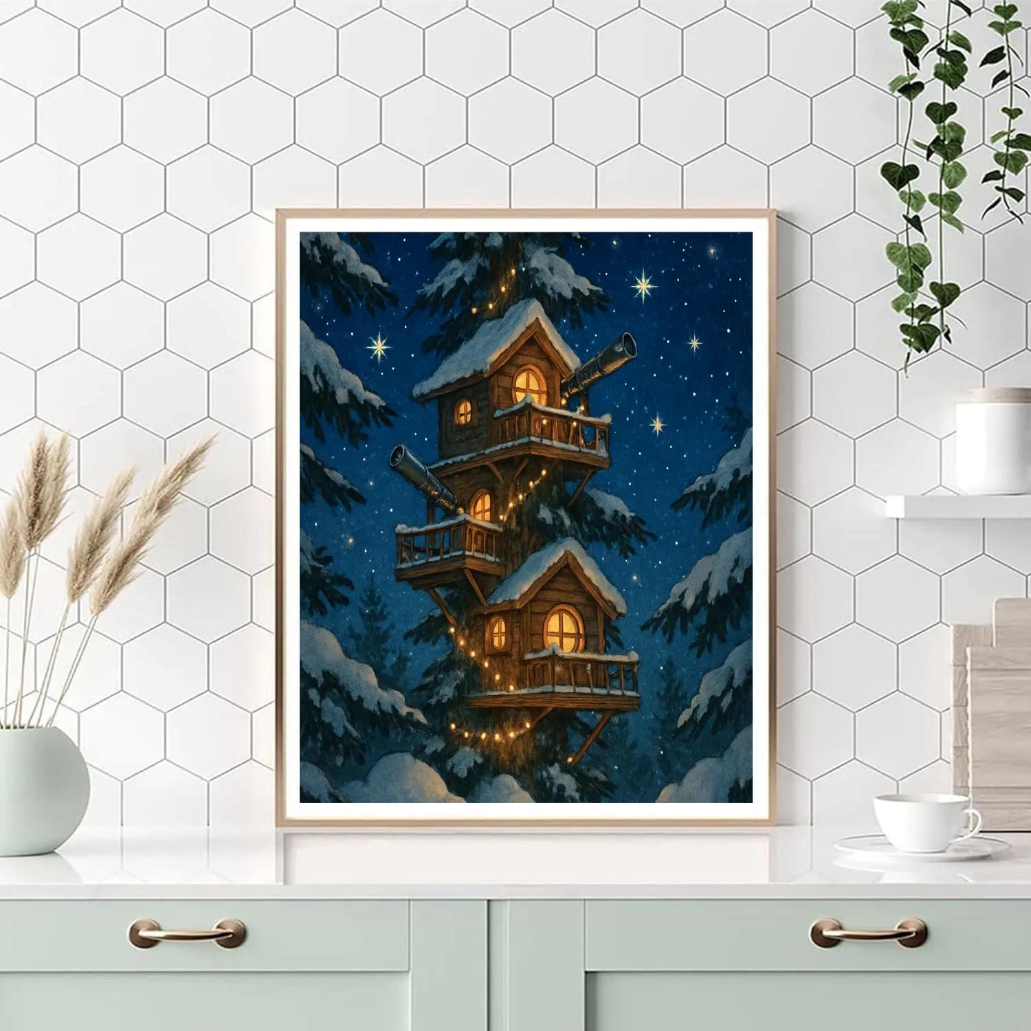 Snowdrift Observatory Treehouse painting number kit