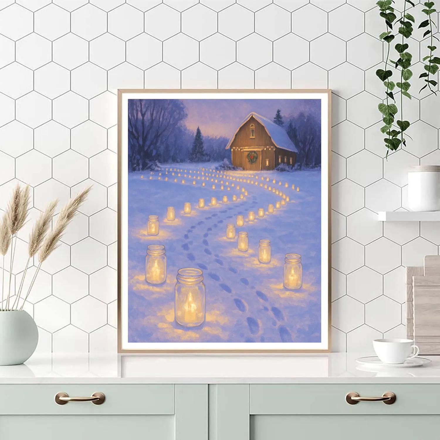 Winter Meadow Candle Path paint by color