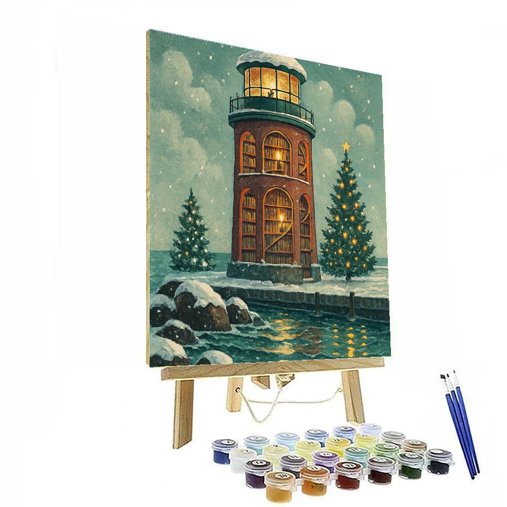 Christmas Harbor Lighthouse Library Numbered painting kits