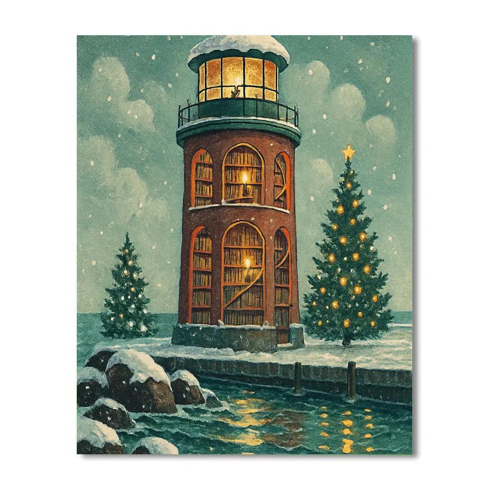 Christmas Harbor Lighthouse Library Numbered painting kits