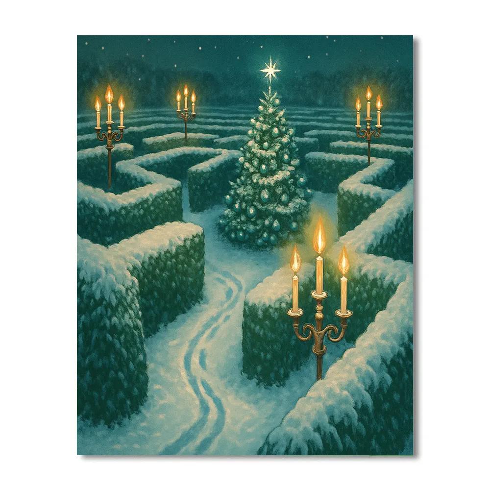 Frozen Hedge Maze Christmas Quest Number painting
