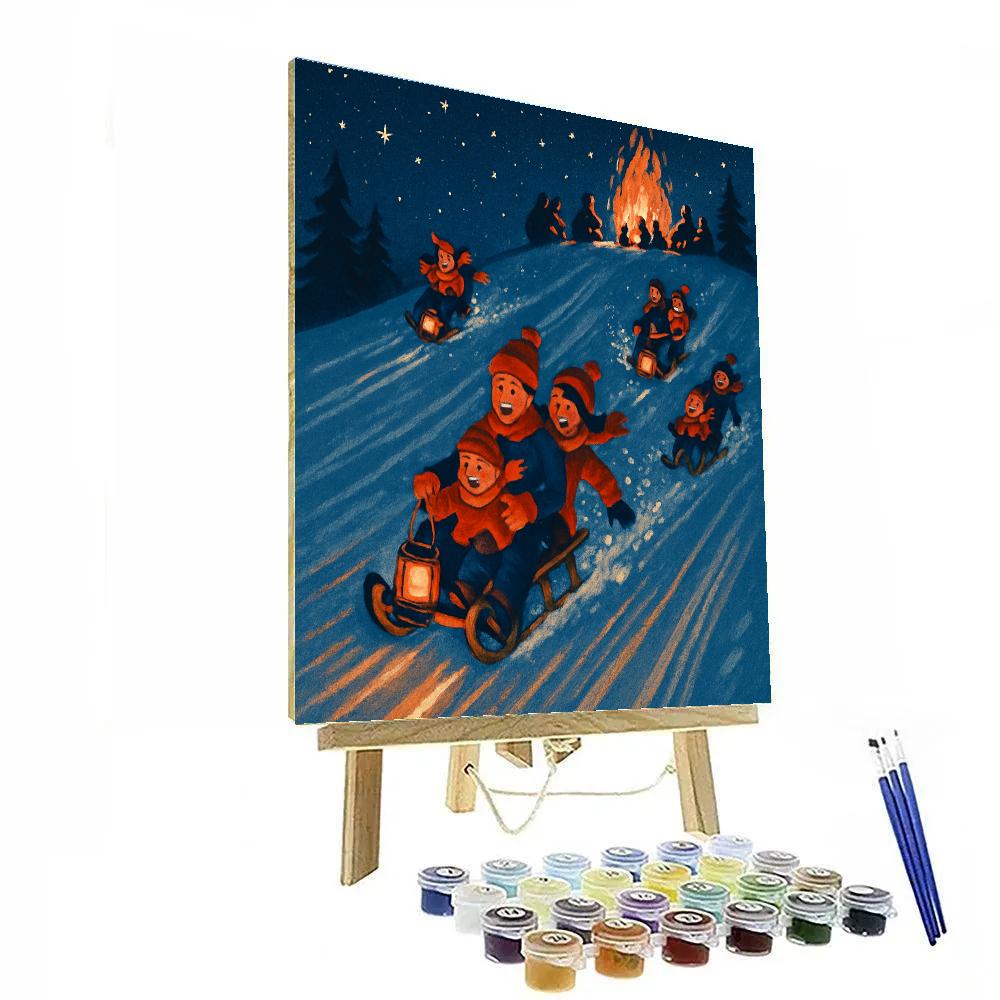 Midnight Sledding Lantern Ridge paint by numbers