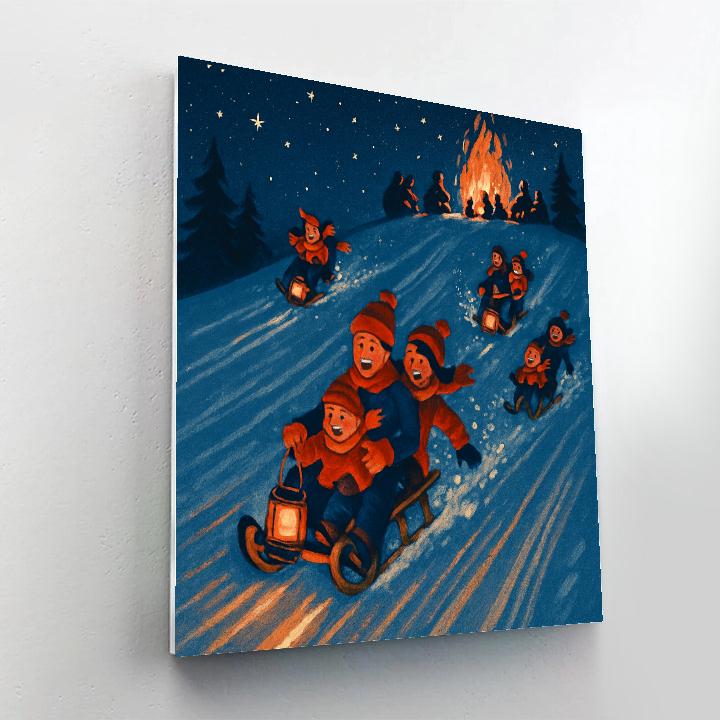 Midnight Sledding Lantern Ridge paint by numbers