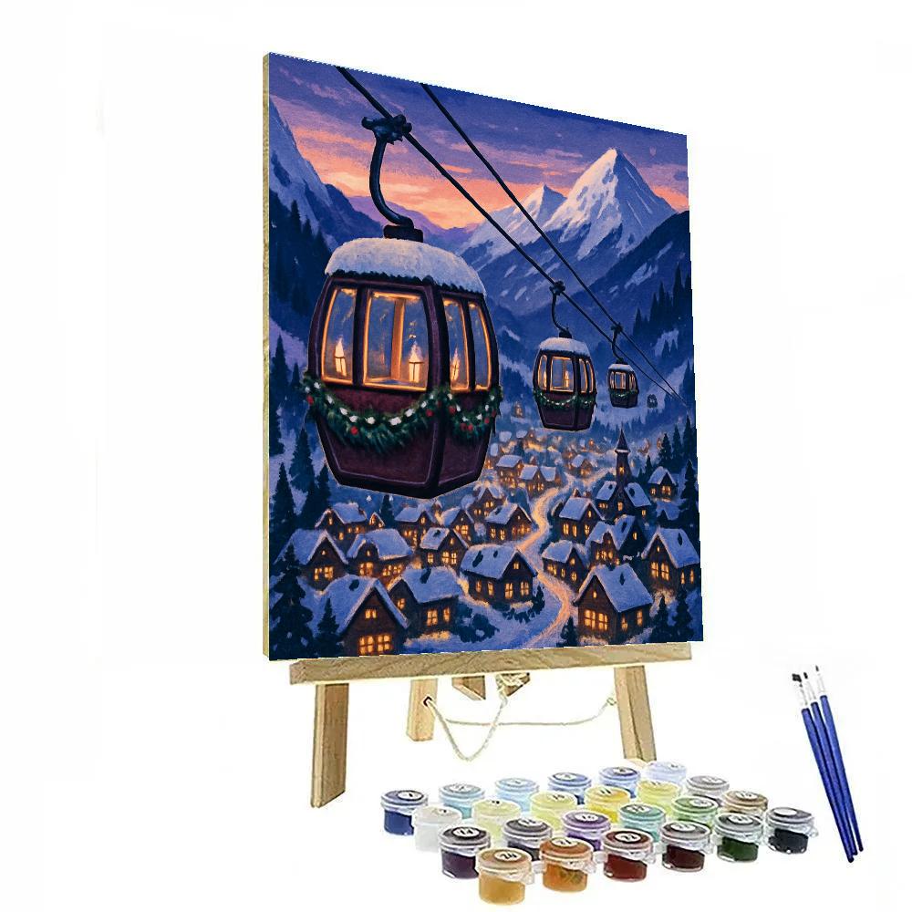 Alpine Christmas Cable Cars Painting by numbers kit