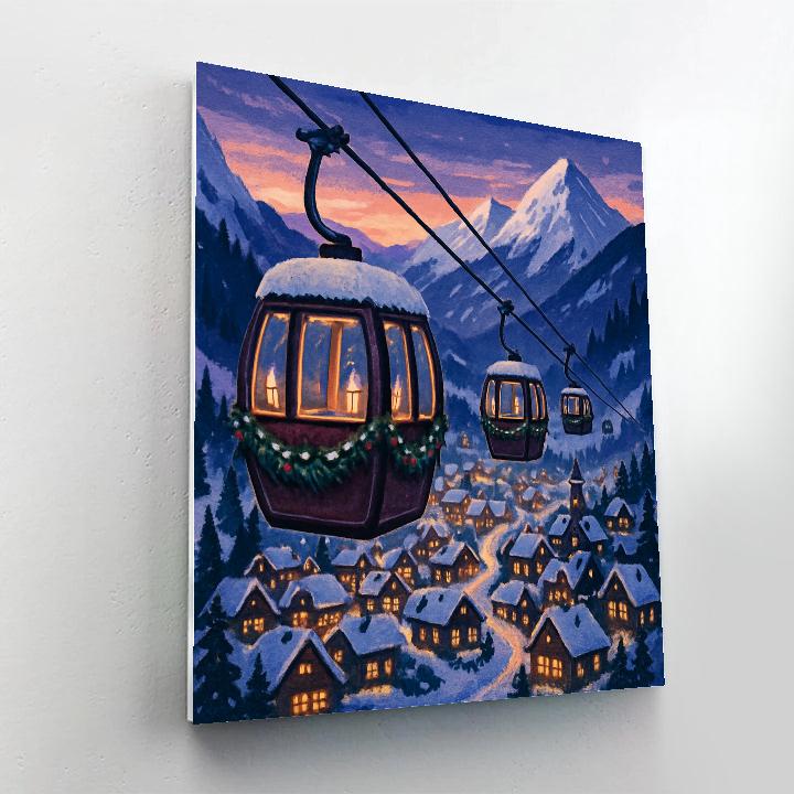 Alpine Christmas Cable Cars Painting by numbers kit