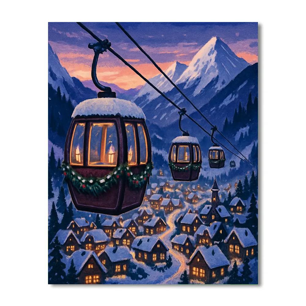 Alpine Christmas Cable Cars Painting by numbers kit