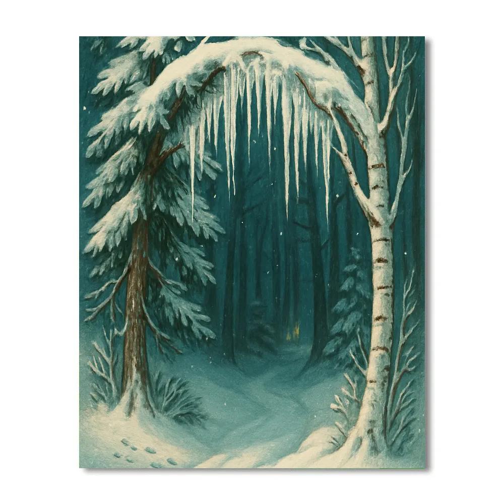 Icicle Crowned Forest Gate Painting by numbers kit