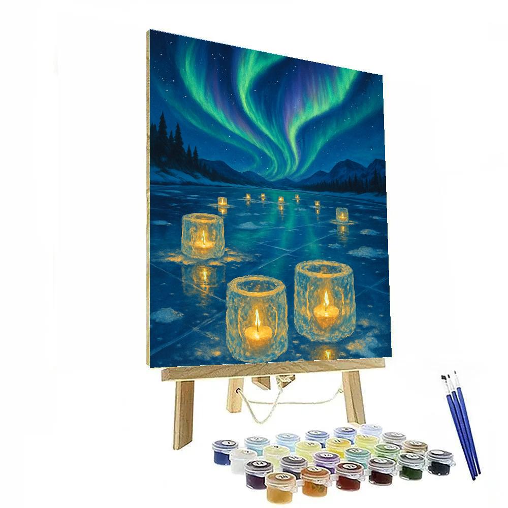 Aurora Reflecting Ice Lantern Lake Numbered painting kits