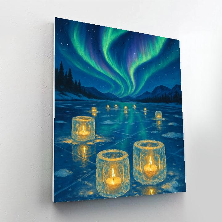 Aurora Reflecting Ice Lantern Lake Numbered painting kits
