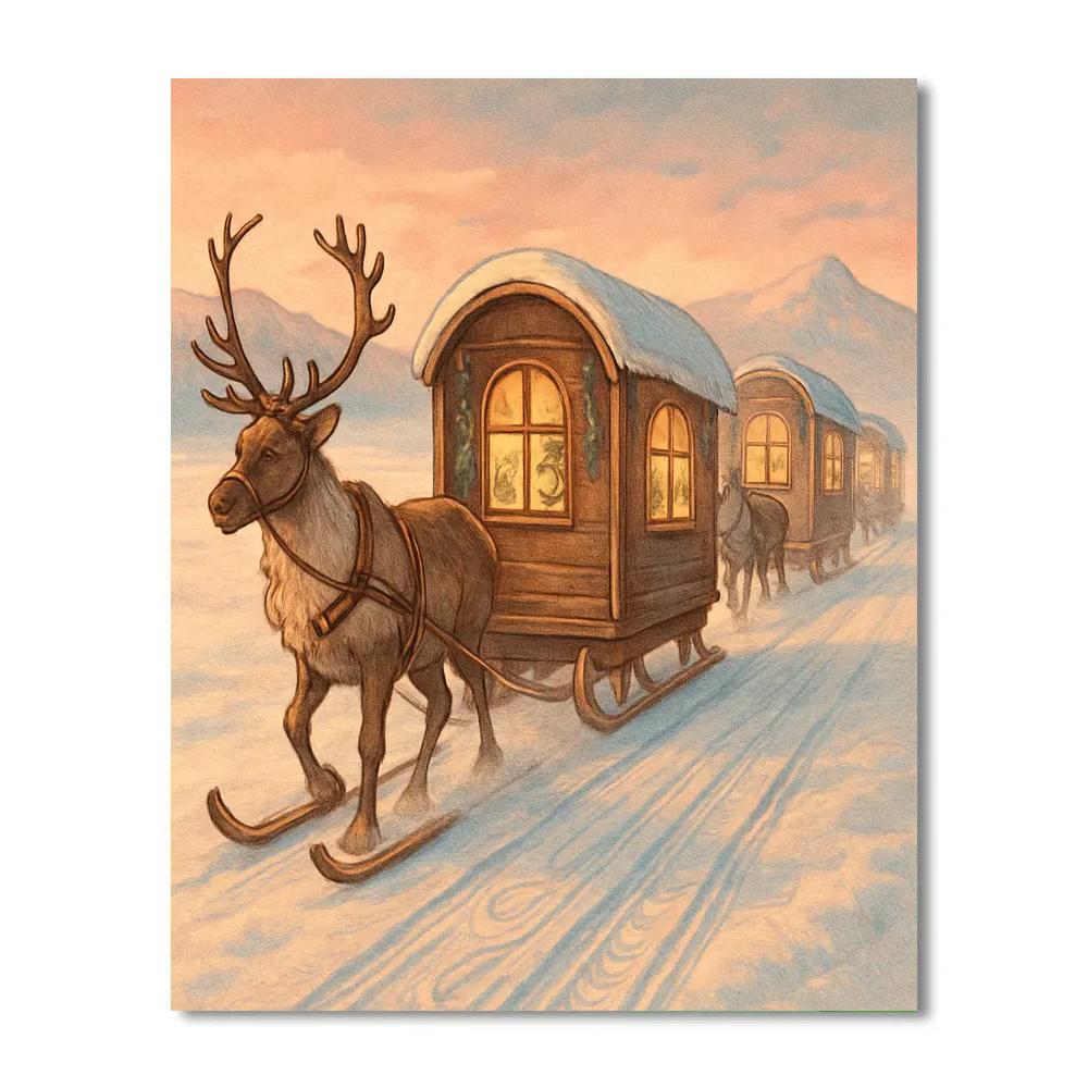 Christmas Caravan Across The Tundra Numbered painting kits