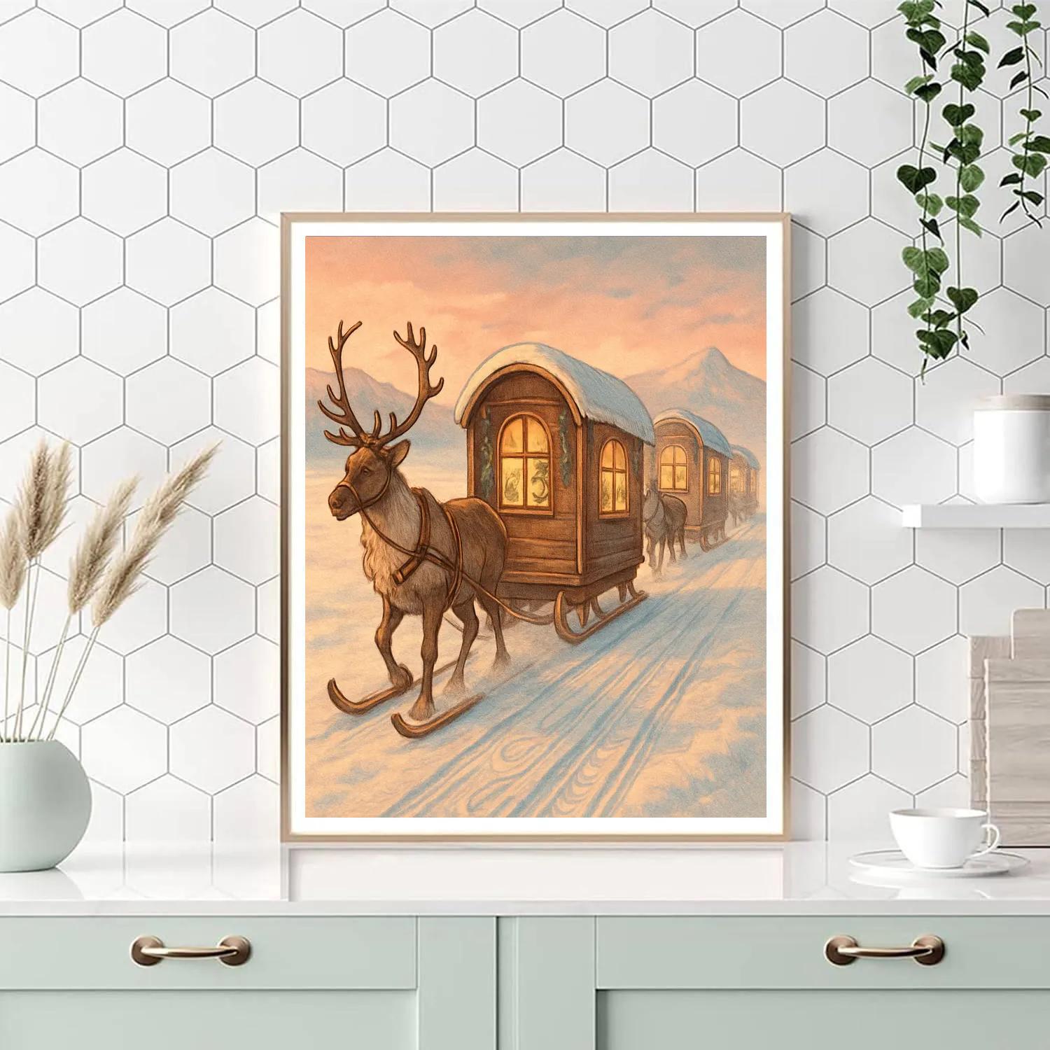 Christmas Caravan Across The Tundra Numbered painting kits
