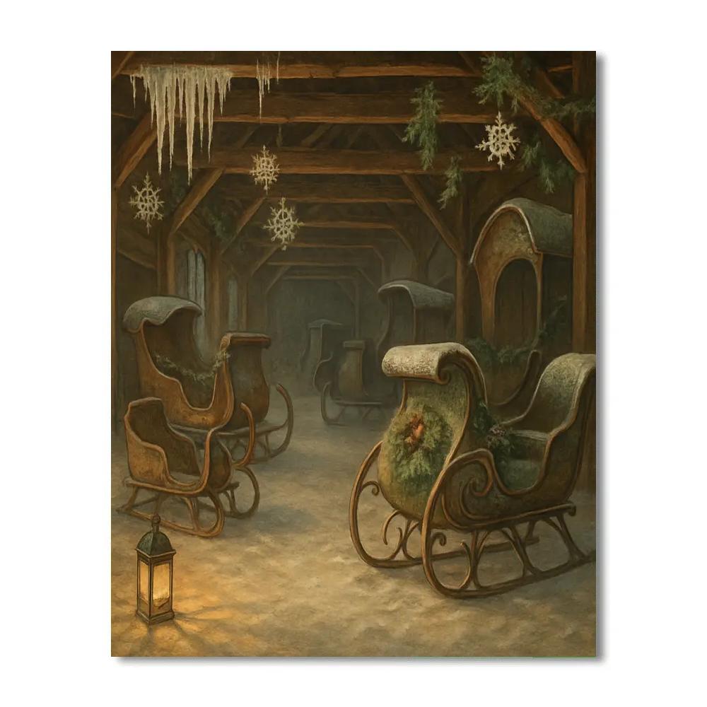 Frozen Library Sleigh Archive paint by number