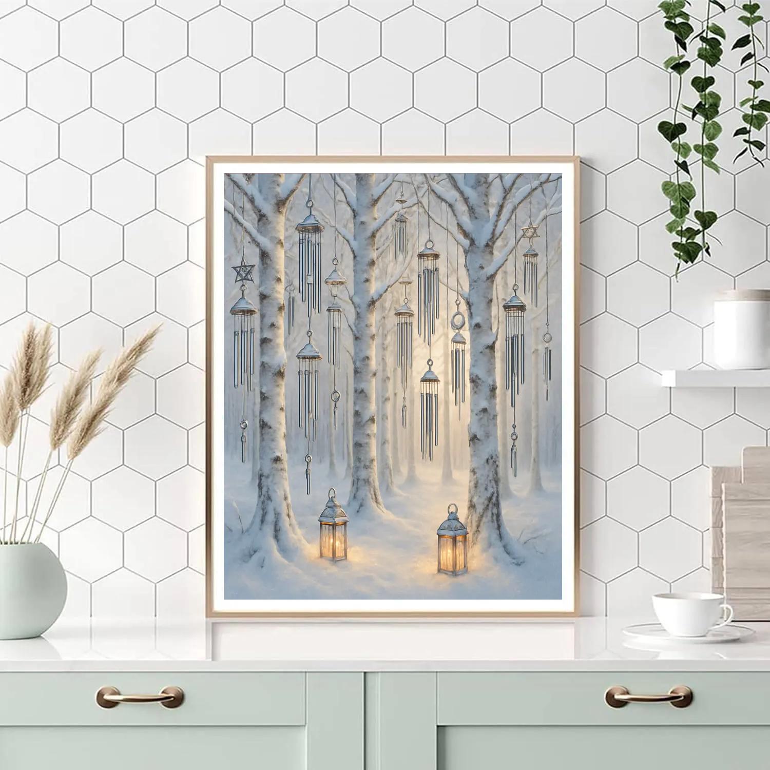 Snowbound Wind Chime Grove paint by number