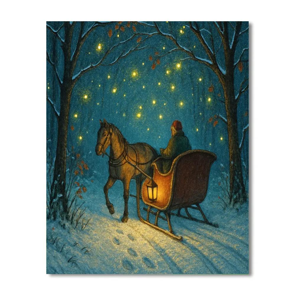 Winter Firefly Sleigh Glen DIY paint by numbers
