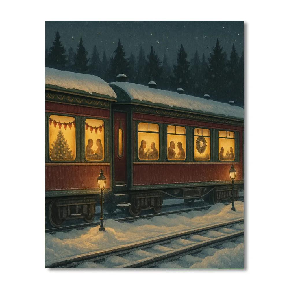 Snowbound Winter Carnival Sleeper Cars paint by numbers