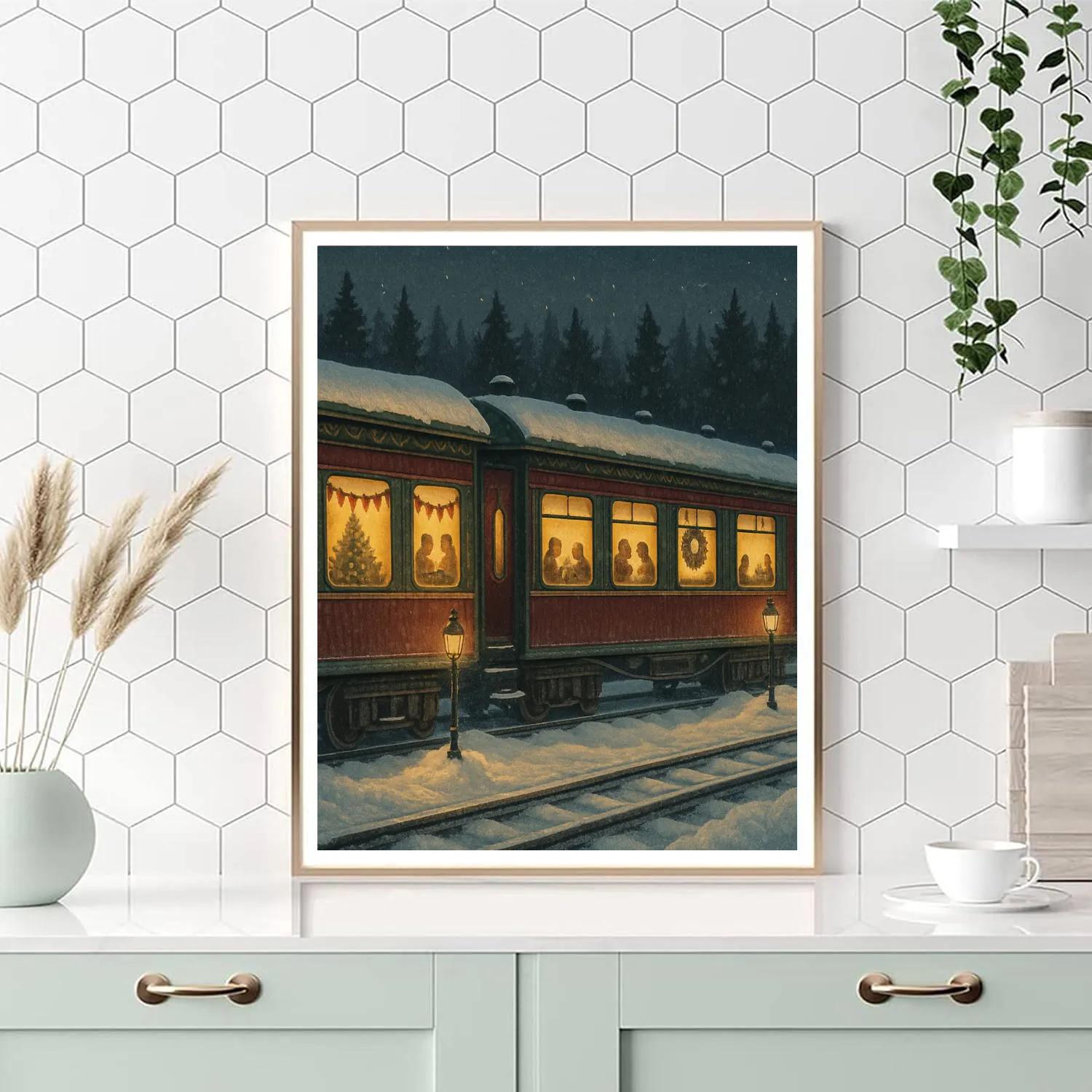Snowbound Winter Carnival Sleeper Cars paint by numbers
