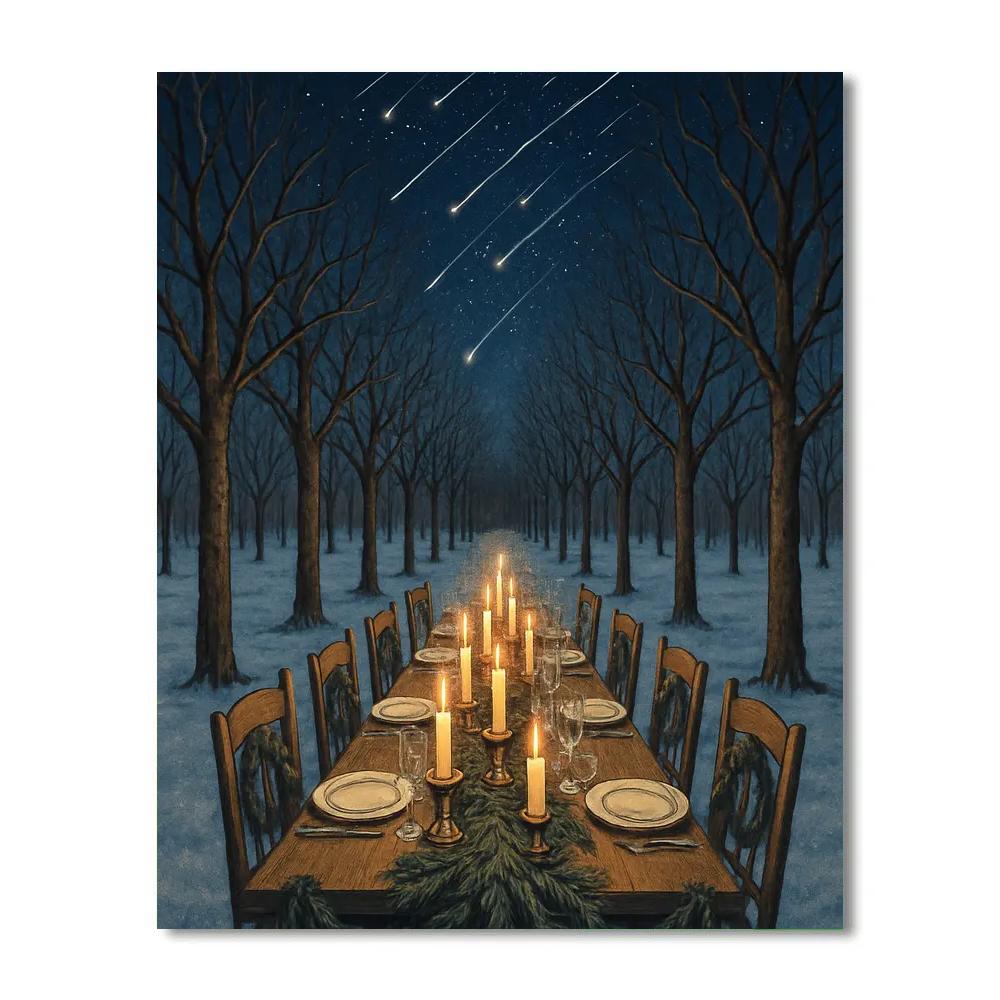 Starfall Over Winter Orchard Table paint by numbers