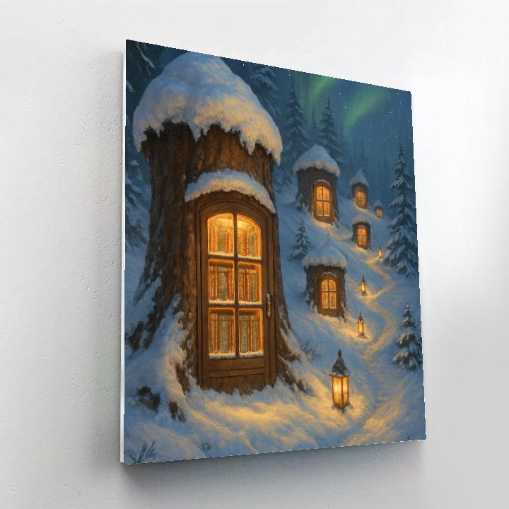 Snowy Pine Library Slope Paint by numbers kits