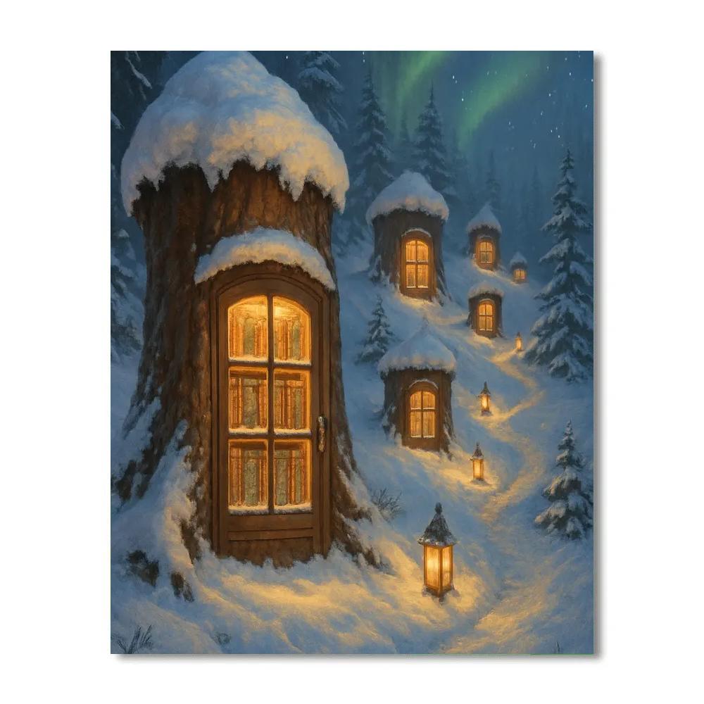 Snowy Pine Library Slope Paint by numbers kits