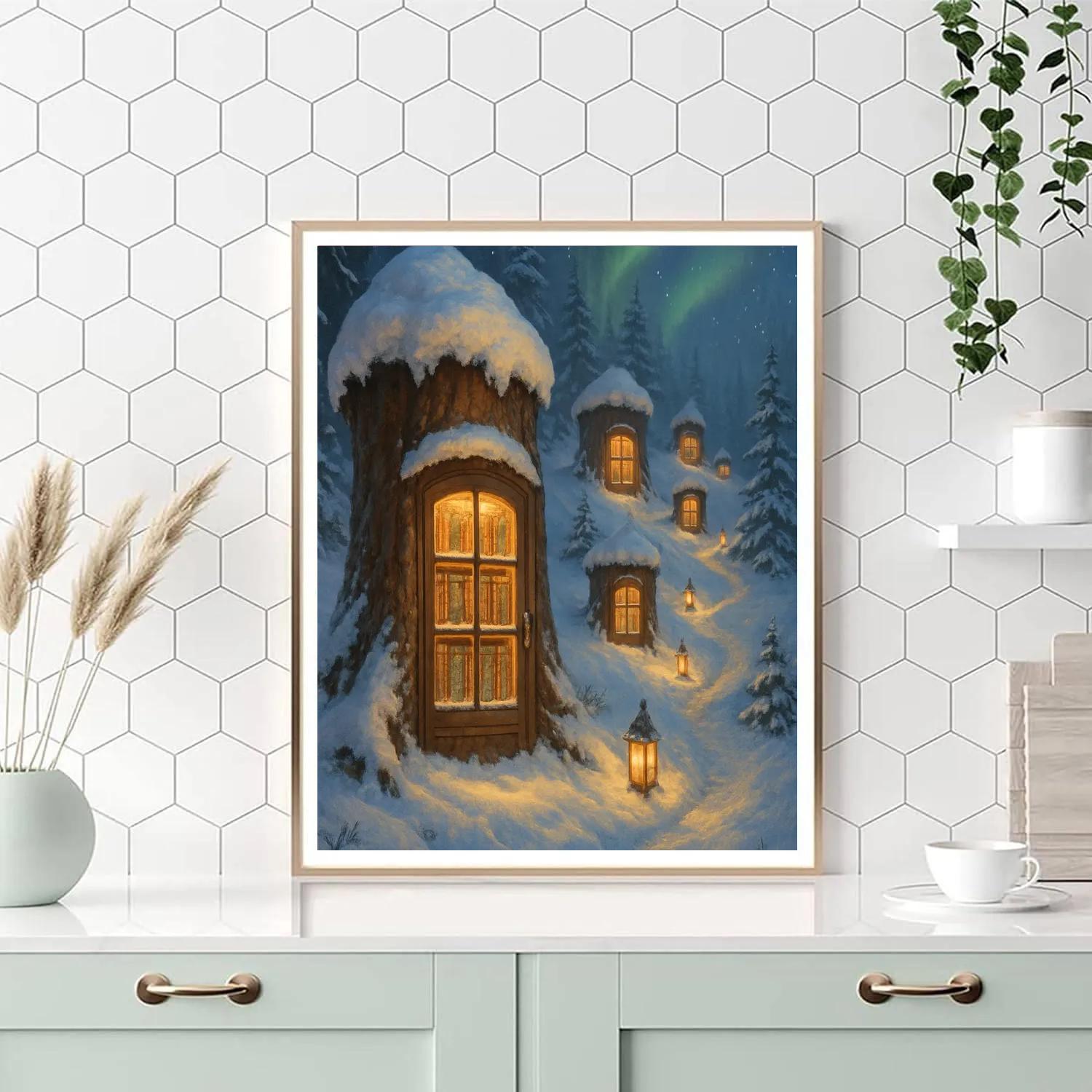 Snowy Pine Library Slope Paint by numbers kits