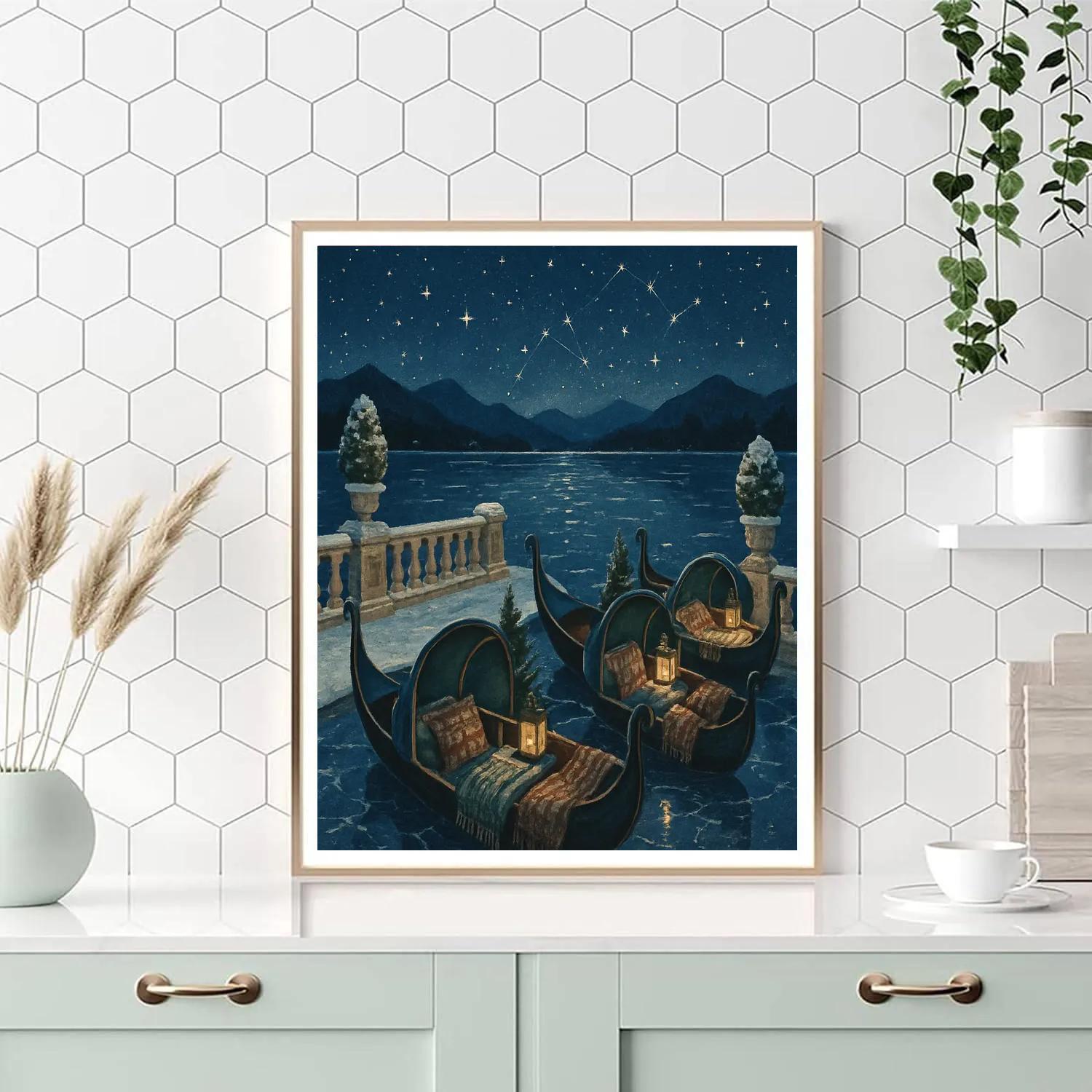 Winter Stargazing Gondola Terrace Number painting
